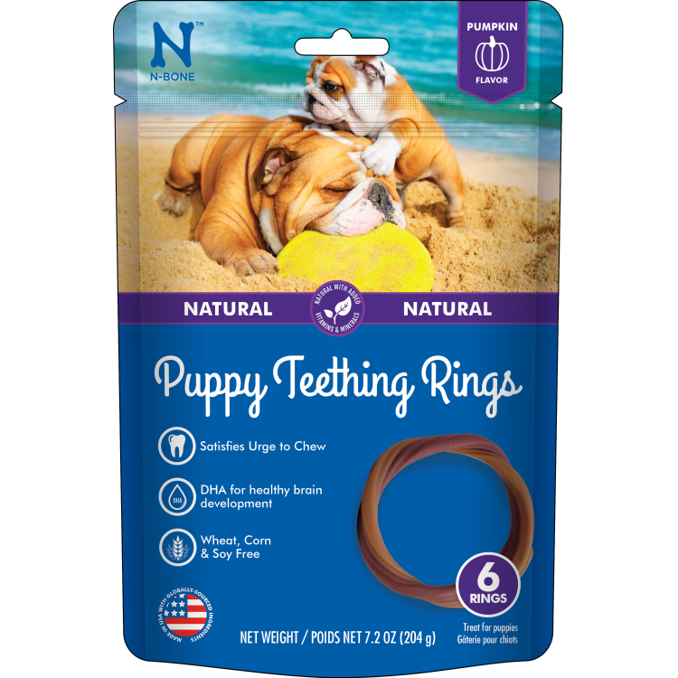 N-Bone Puppy Teething Ring Pumpkin Flavour - 6 Pack