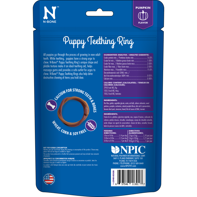 N-Bone Puppy Teething Ring Pumpkin Flavour - 6 Pack