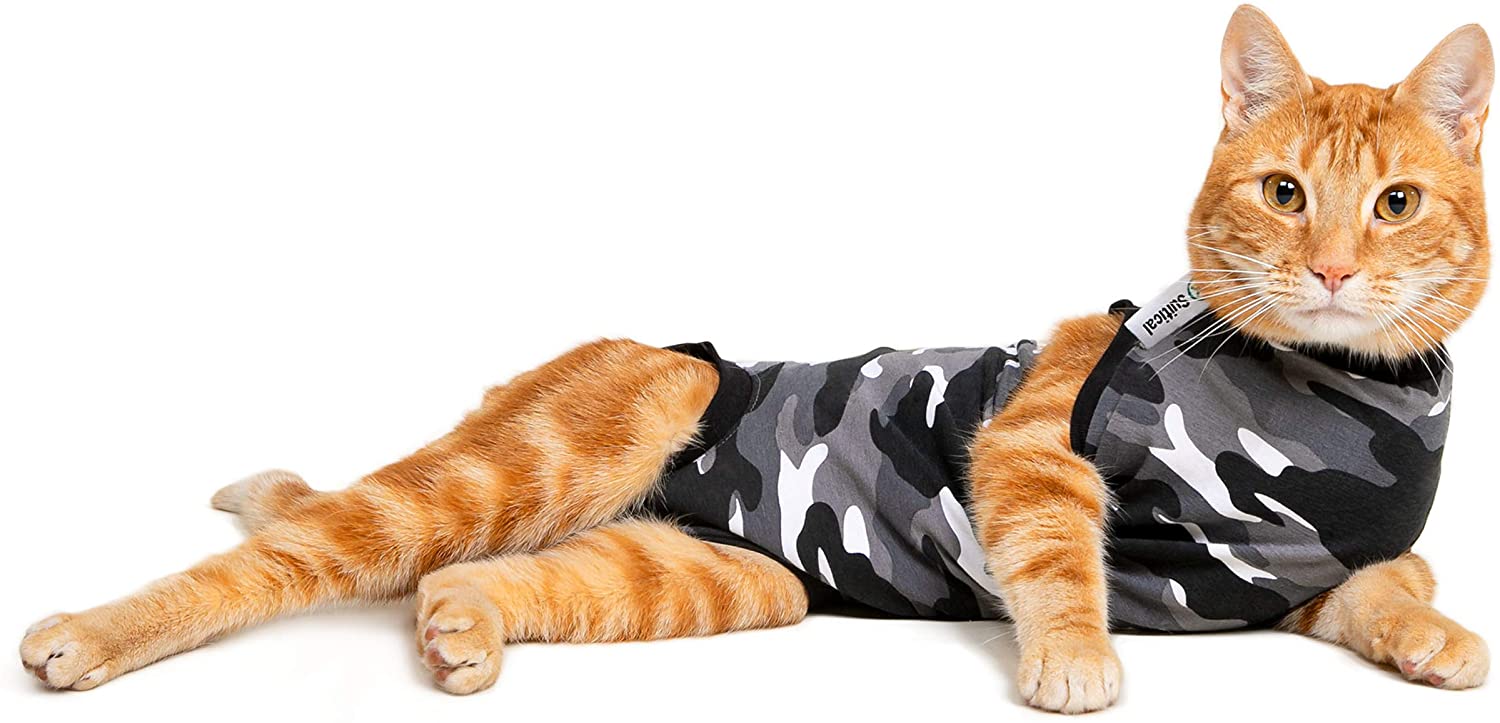 Suitical Recovery Suit for Cats - Black Camo