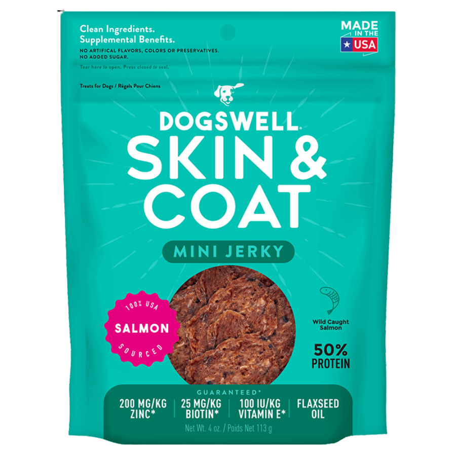 Dogswell Jerky Minis Grain-Free Skin and Coat Salmon