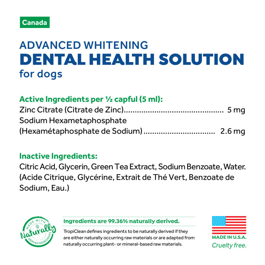 TropiClean Fresh Breath Dental Health Solution Advanced Whitening - 1 L