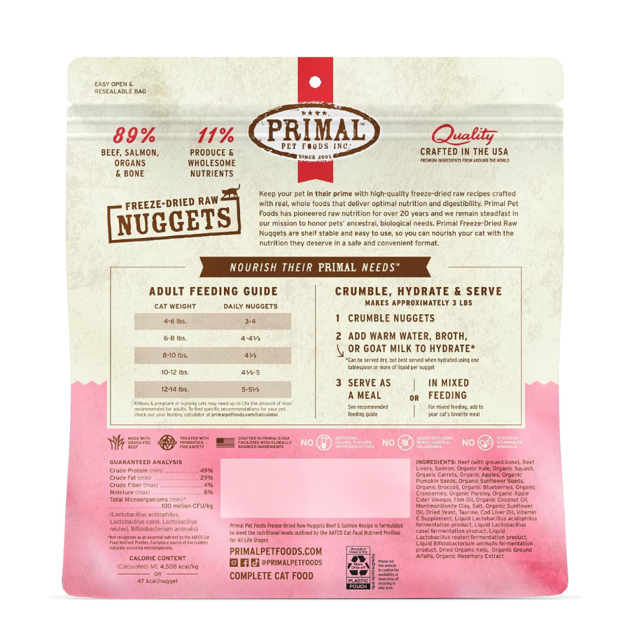 Primal Pet Foods Freeze Dried Beef Salmon for Cats