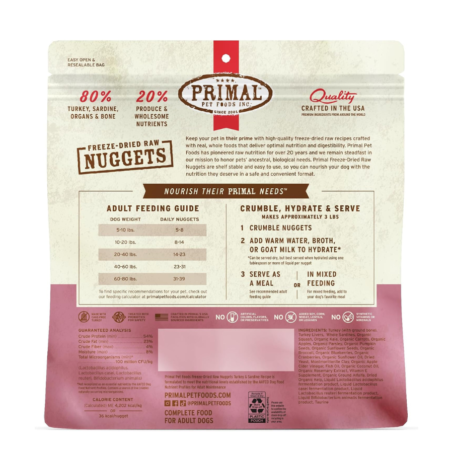 Primal Pet Foods Freeze Dried Turkey Sardine