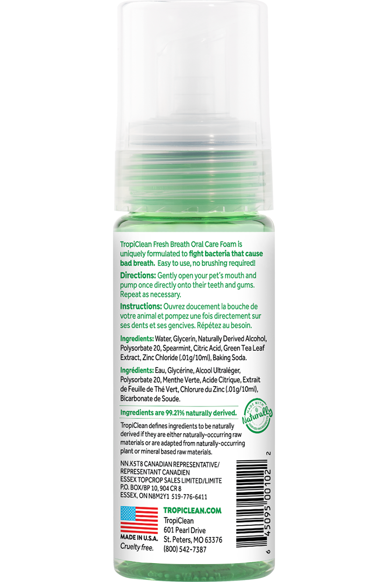 TropiClean Fresh Breath Oral Care Foam - 4.5 oz