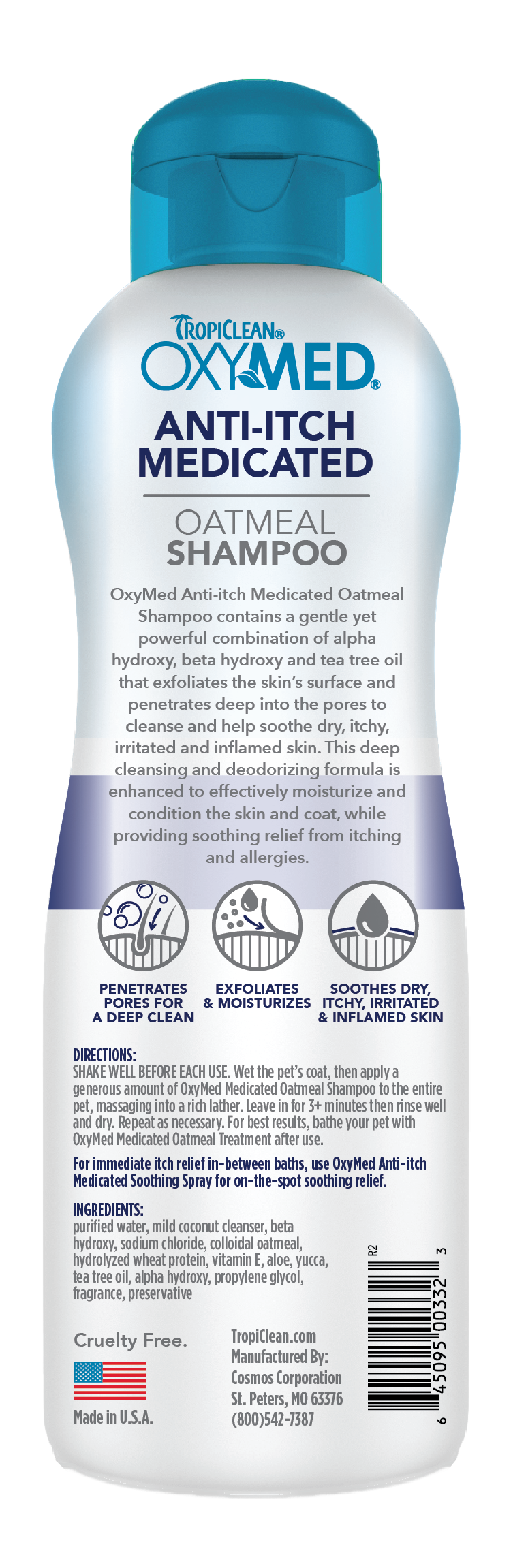 TropiClean OxyMed Medicated Anti-Itch Oatmeal Shampoo - 20 oz