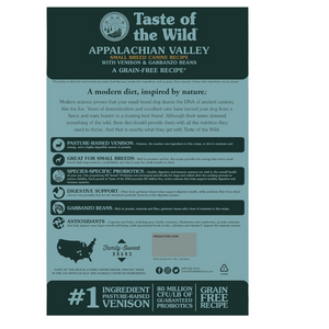 Taste of the Wild Appalachian Valley Small Breed Canine Recipe with Venison and Garbanzo Beans