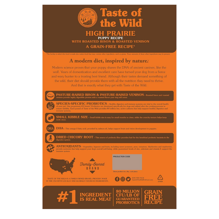 Taste of the Wild High Prairie Puppy Recipe with Roasted Bison and Roasted Venison