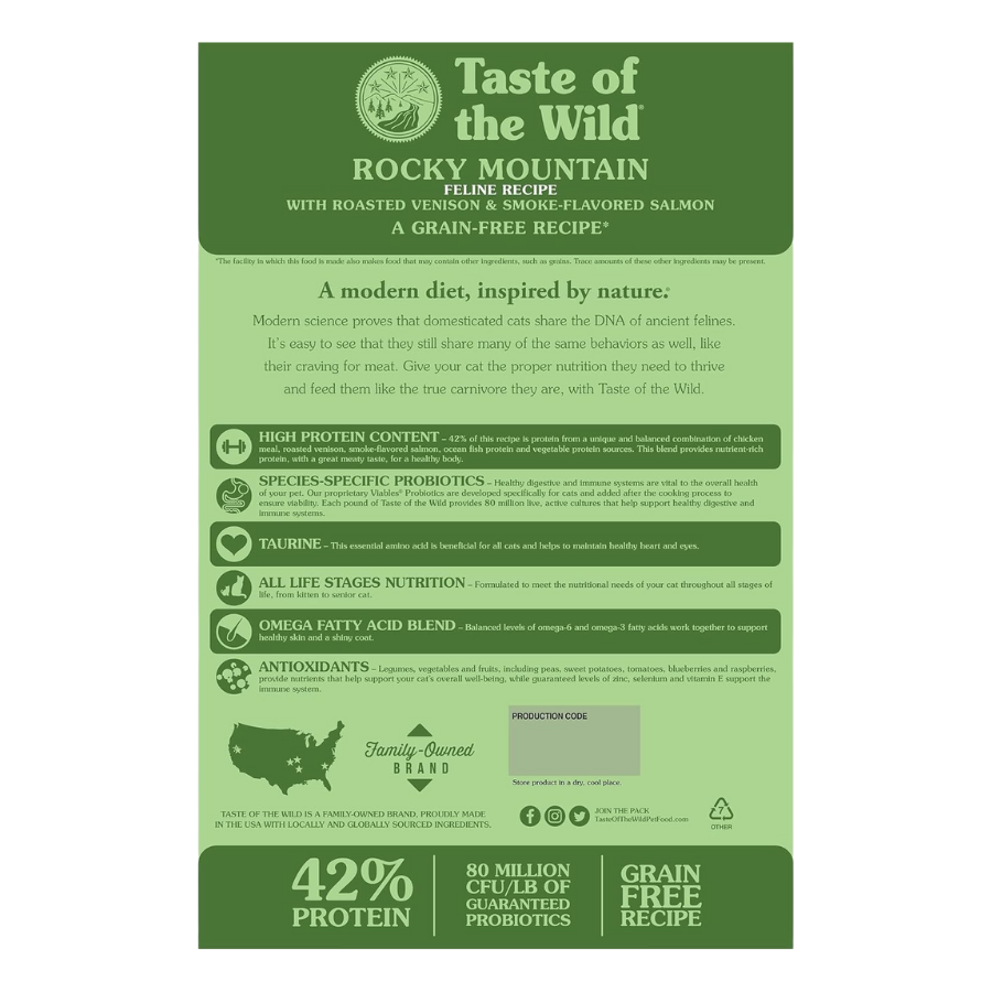 Taste of the Wild Rocky Mountain Feline Recipe with Roasted Venison and Smoked Salmon