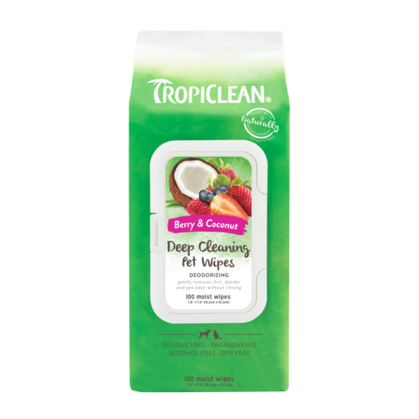 TropiClean Deep Cleaning Wipes Berry and Coconut - 100 Pack