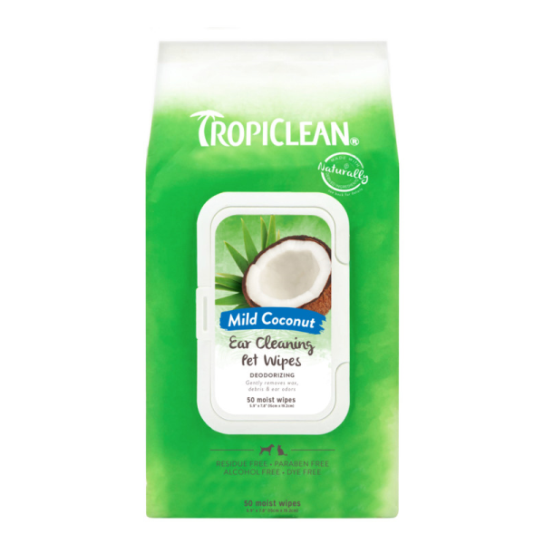 TropiClean Ear Cleaning Wipes Mild Coconut - 50 Pack