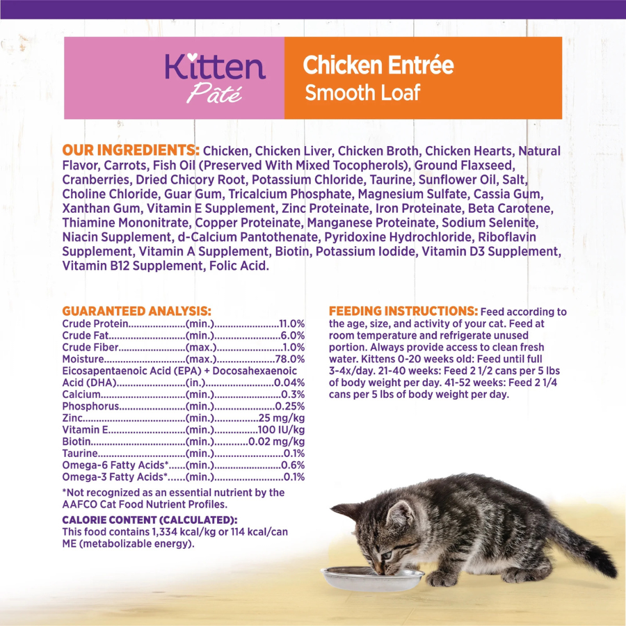 Wellness Pate Chicken Entree for Kittens (24 Pack, 3 oz Cans)