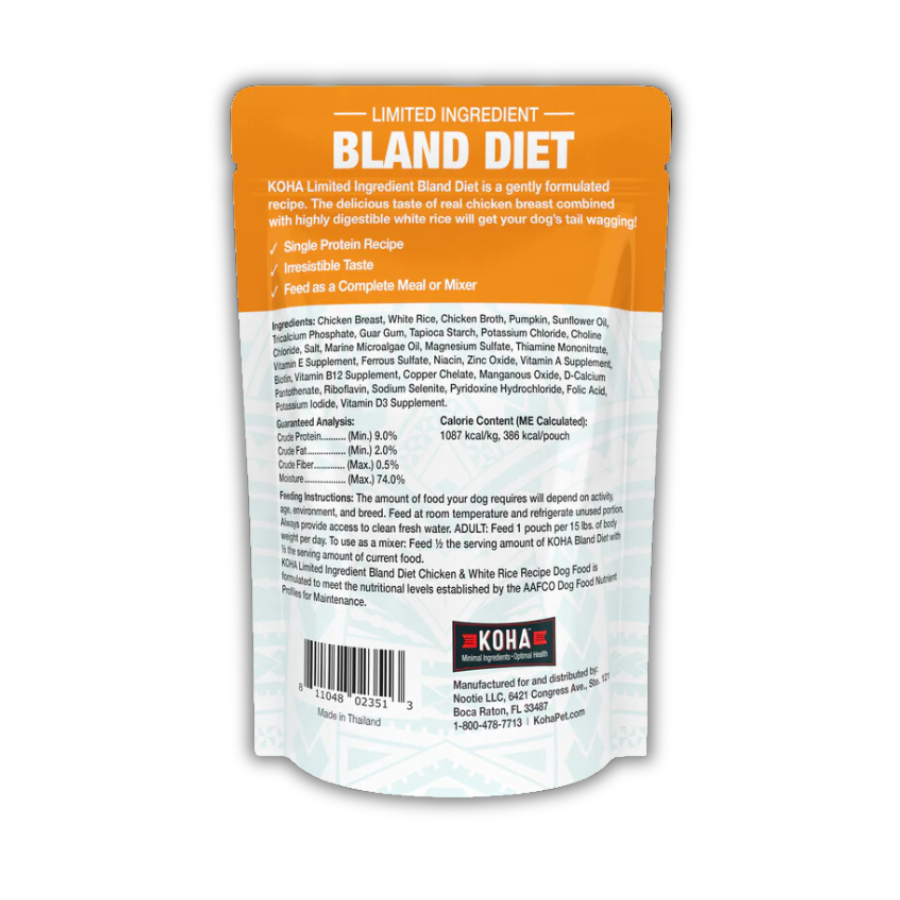 KOHA Bland Diet for Dogs Limited Ingredient Chicken and White Rice Recipe for Dogs - 12.5 oz