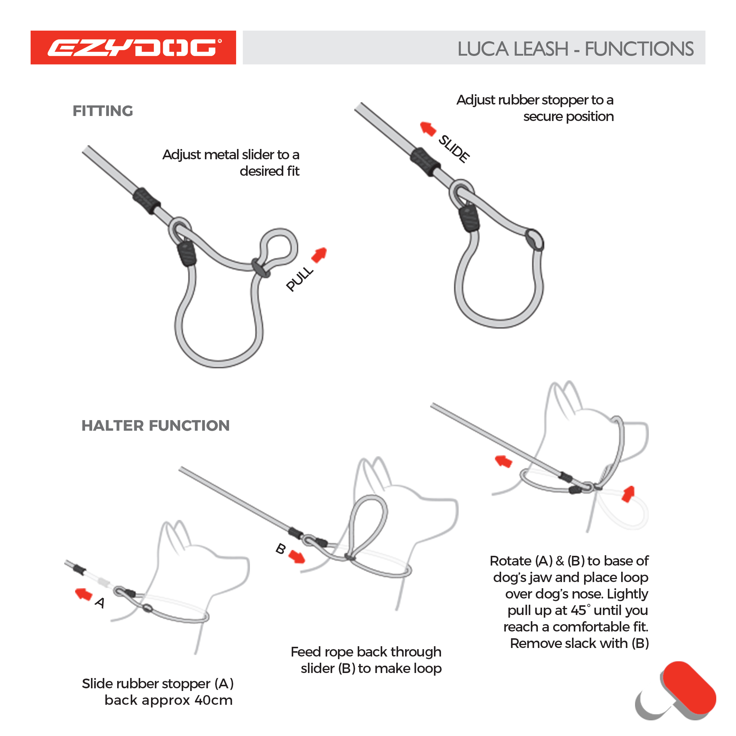 EZYDOG Luca Leash Lite Black