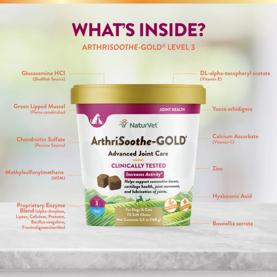 NaturVet Advanced Joint Care ArthriSoothe-GOLD Soft Chew (Level 3)