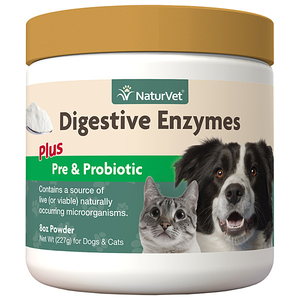 NaturVet Digestive Enzymes Powder with Prebiotics and Probiotics - 8 oz