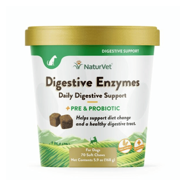 NaturVet Digestive Enzymes With Prebiotics and Probiotic - 70 Soft Chews