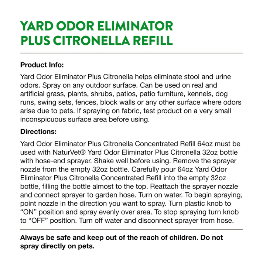 NaturVet Yard Odor Eliminator with Citronella - 64 oz