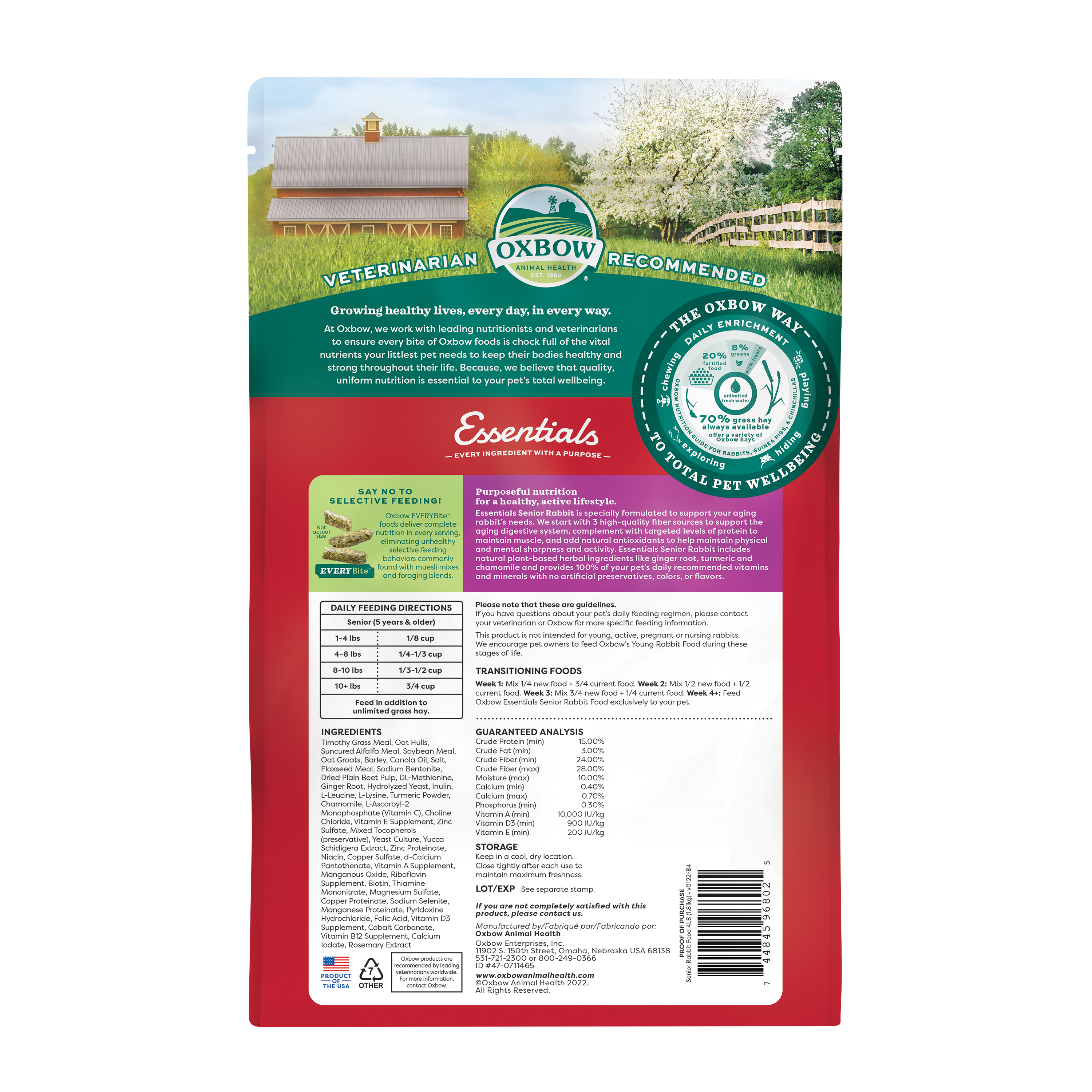 OXBOW Essentials Senior Rabbit Food - 4 lbs