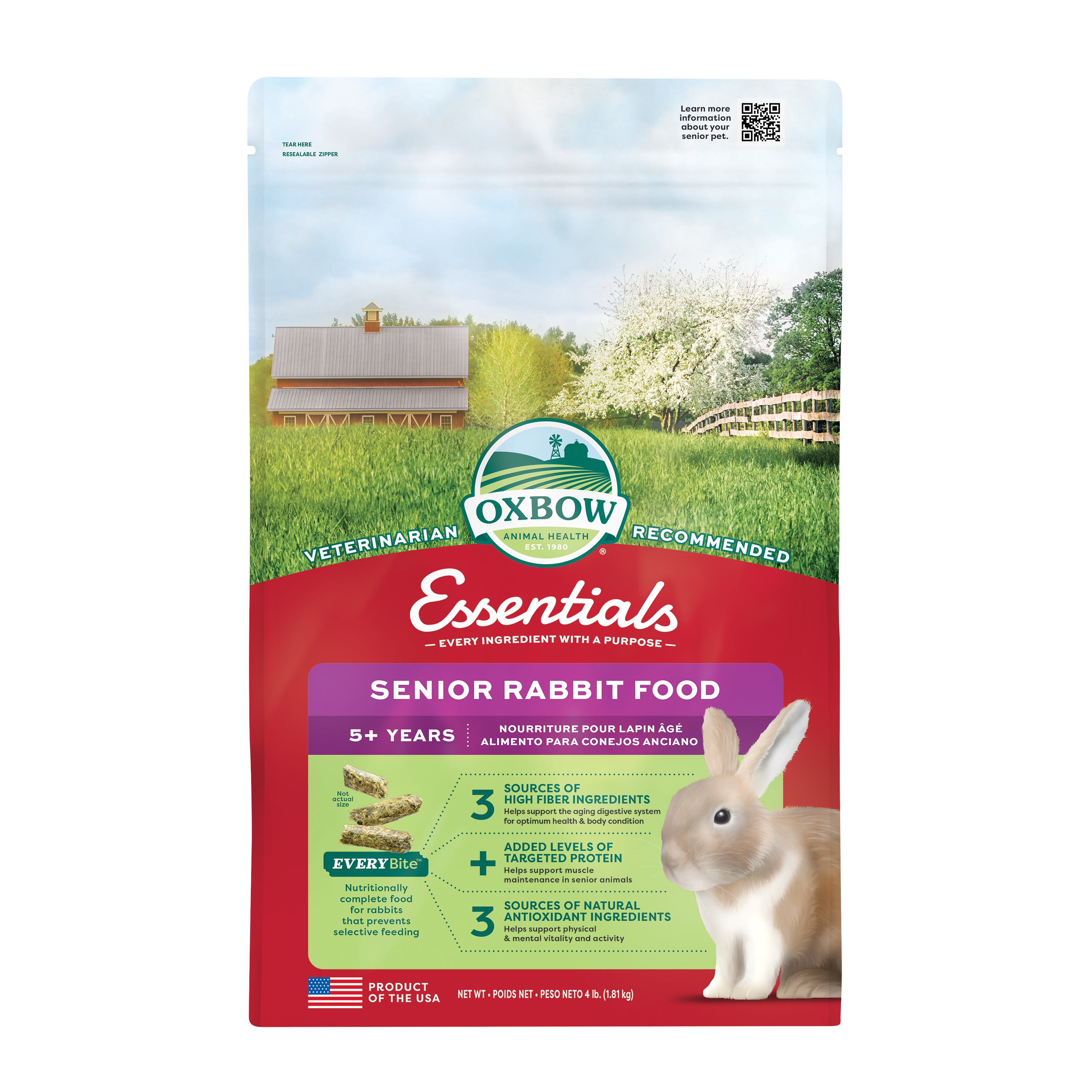 OXBOW Essentials Senior Rabbit Food - 4 lbs