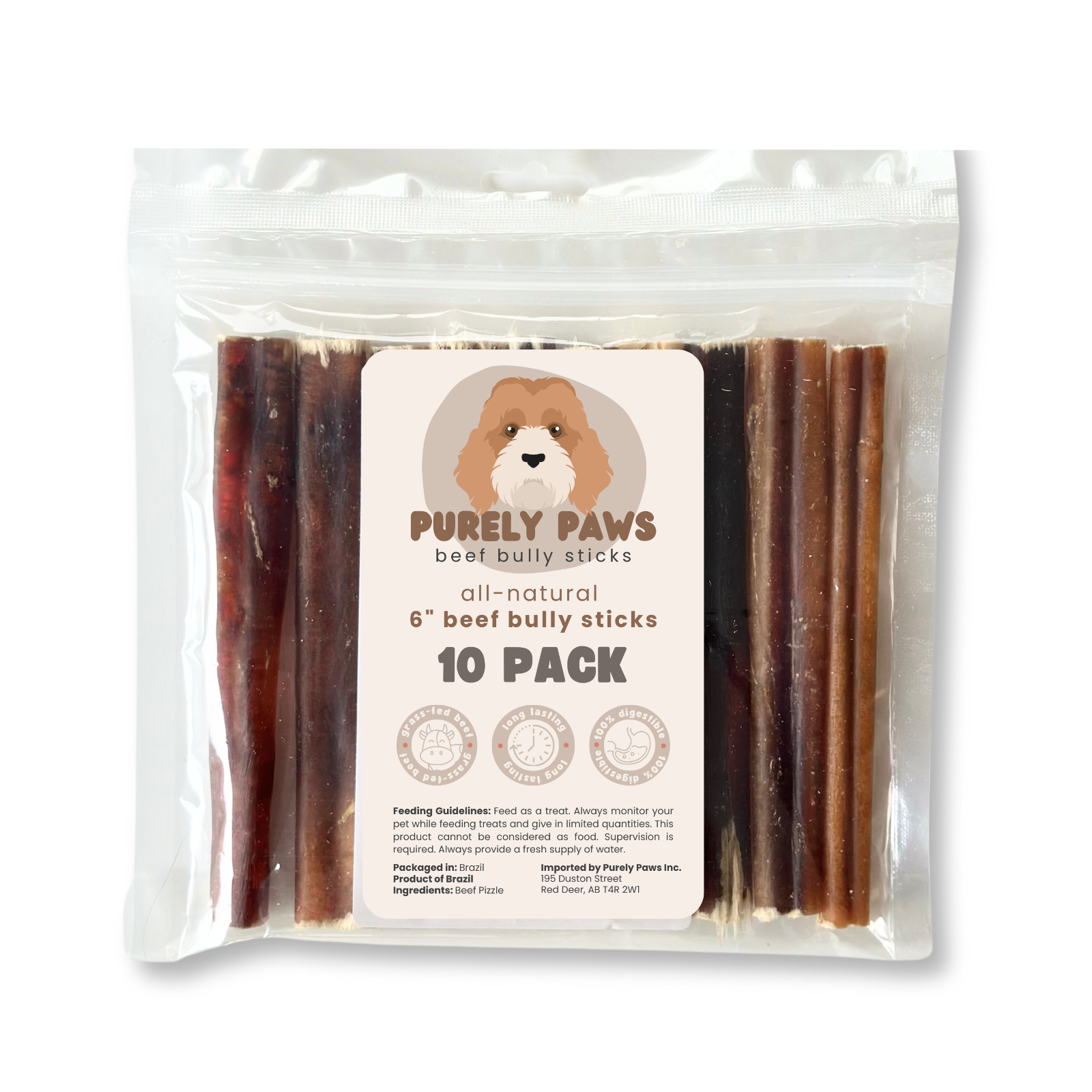 Purely Paws Beef Bully Sticks - 6"