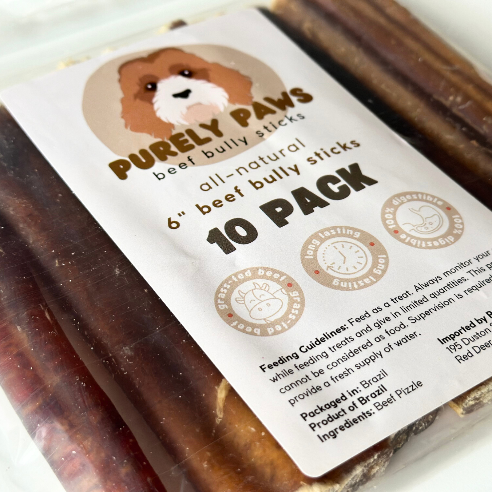 Purely Paws Beef Bully Sticks - 6"