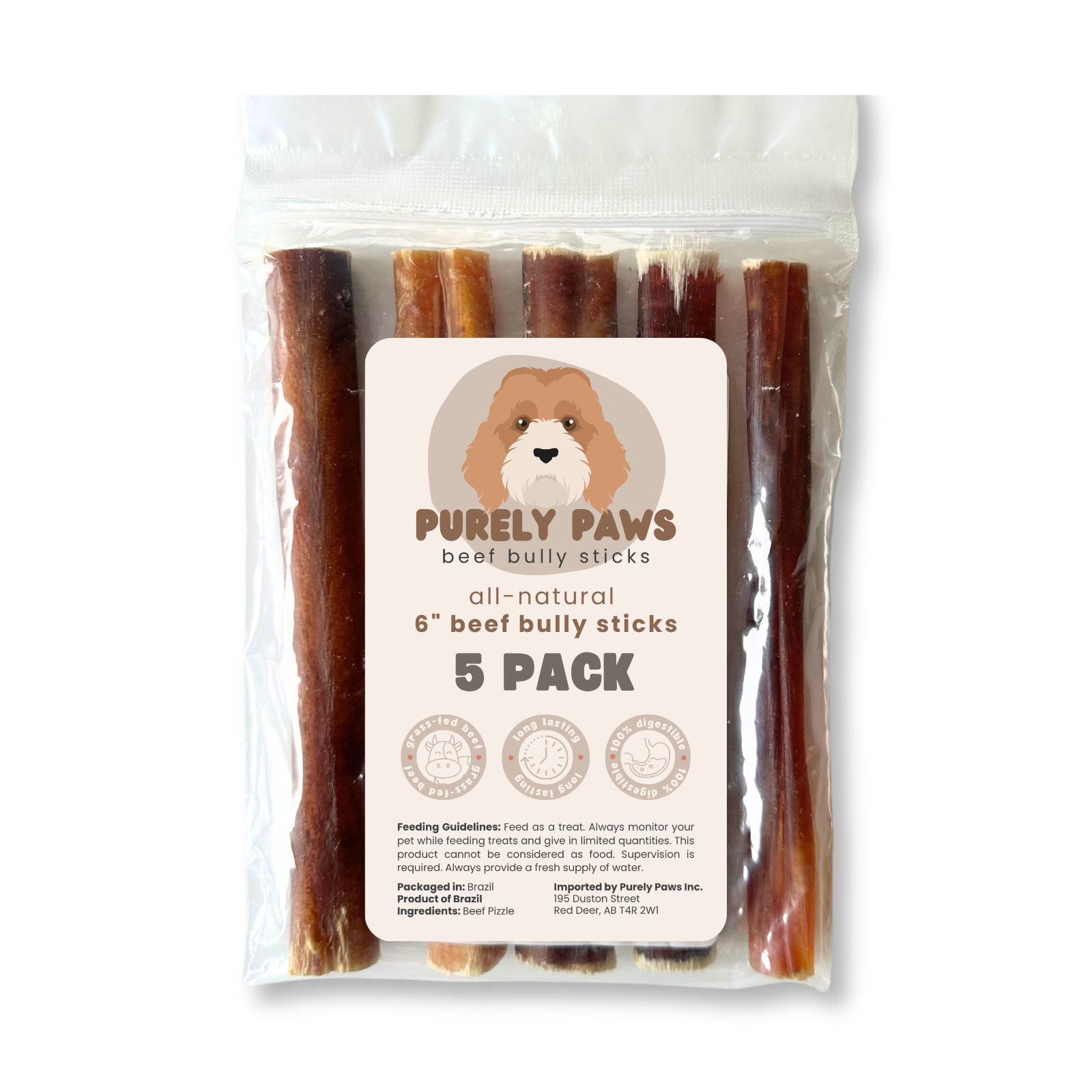 Purely Paws Beef Bully Sticks - 6"