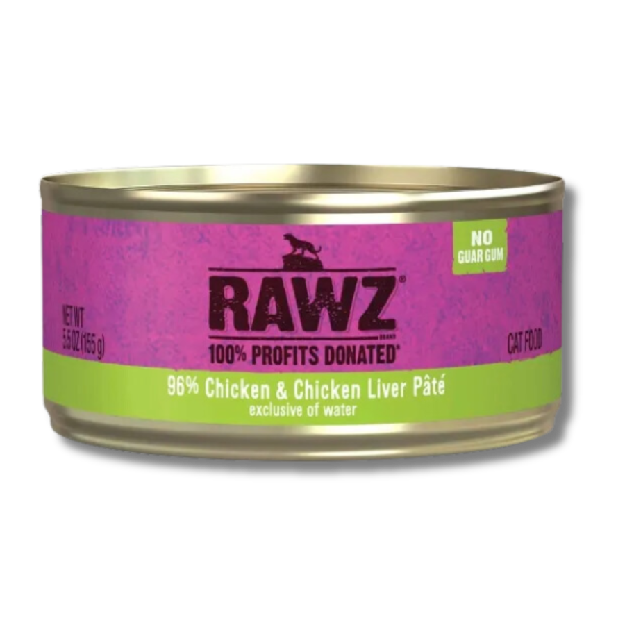 Rawz 96% Chicken and Chicken Liver Pate for Cats - 5.5 oz (24 Pack)