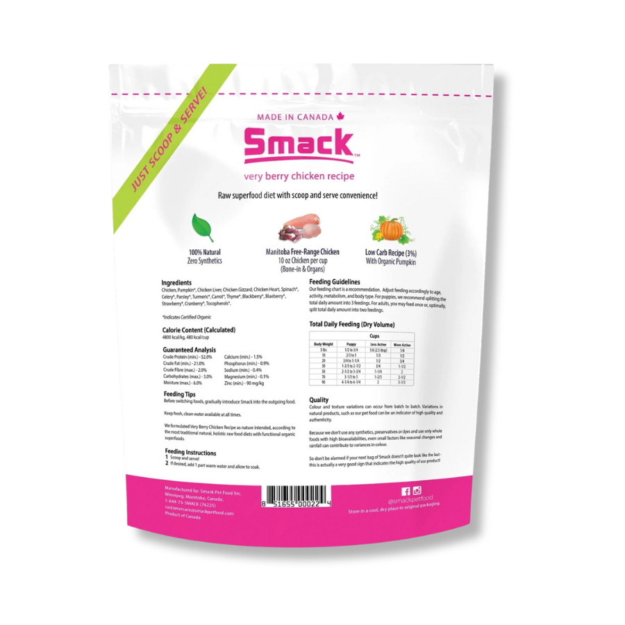 Smack Very Berry Chicken Raw Dehydrated Food for Dogs