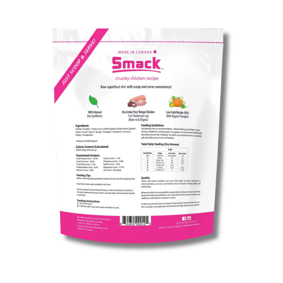 Smack Chunky Chicken Raw Dehydrated Food for Dogs