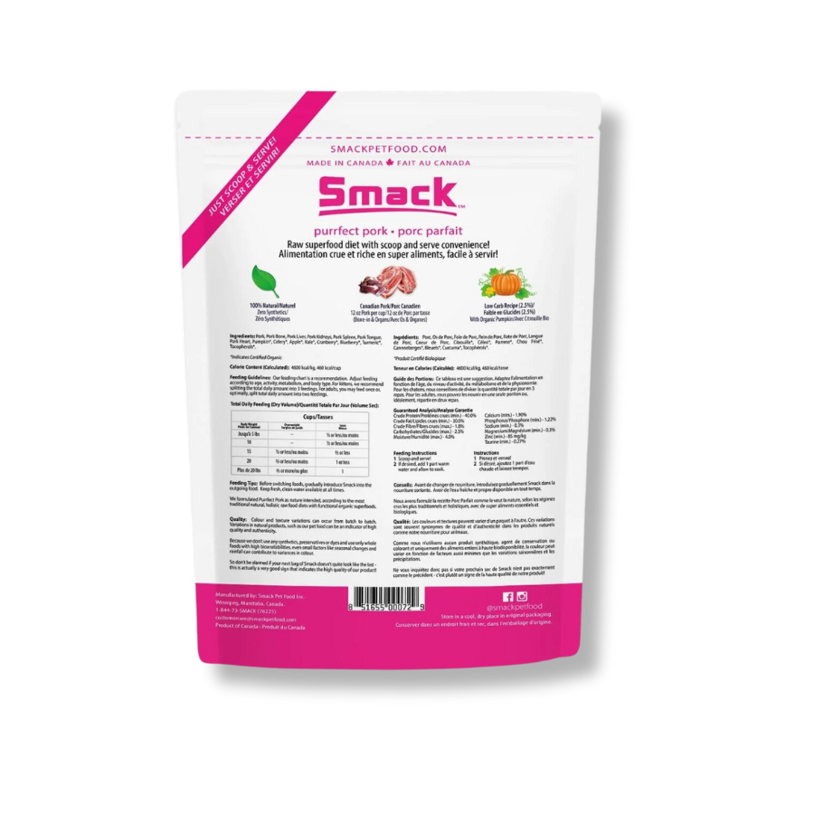 Smack Purrfect Pork Dehydrated Raw Cat Food - 8.8 oz