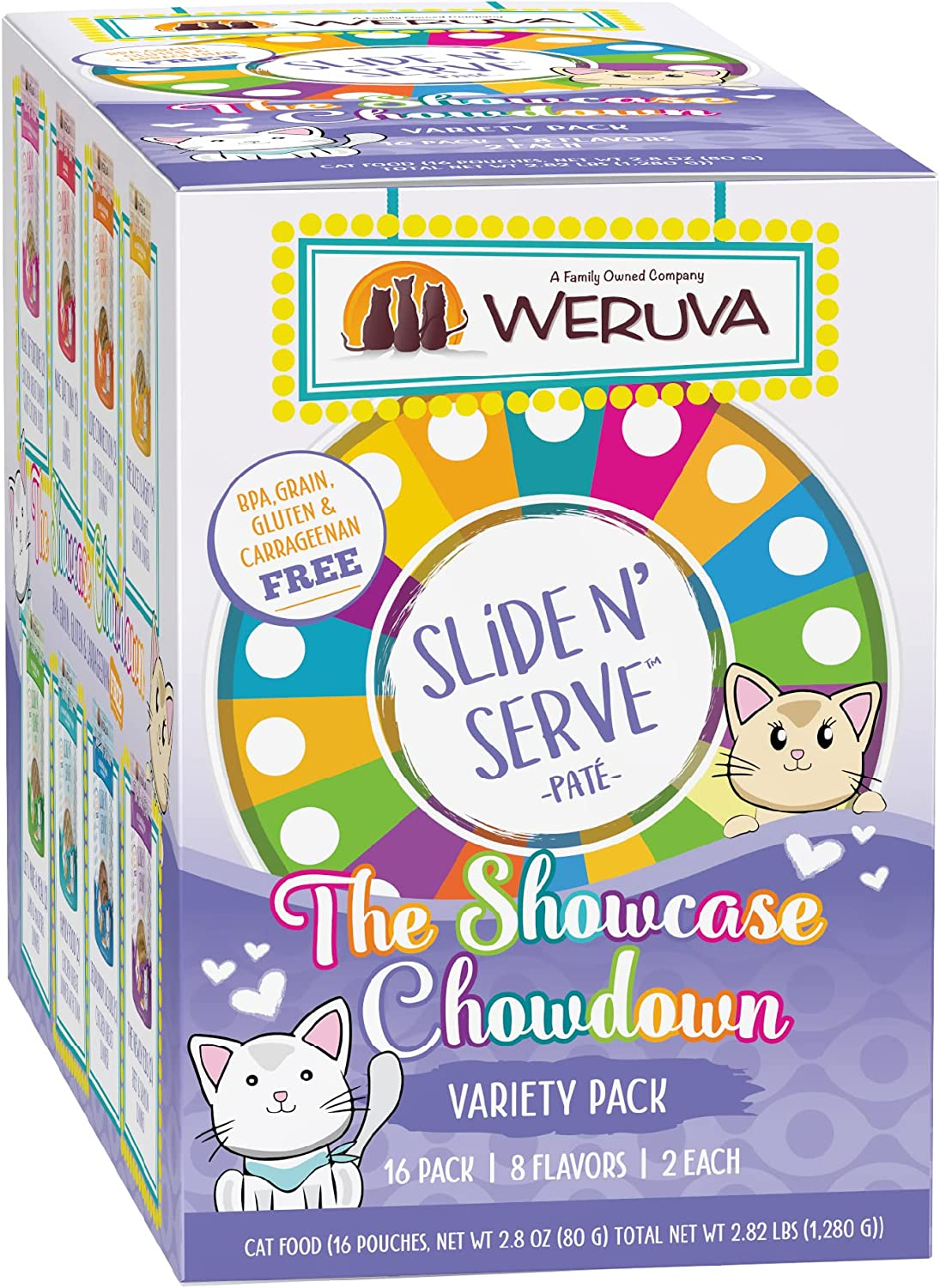 Weruva Cat Wet Slide N' Serve Assorted Variety Pack for Cats - 16 Pack / 2.8 oz Pouches